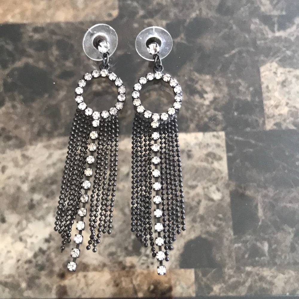 2/$8 Gunmetal Stone Drop Earrings